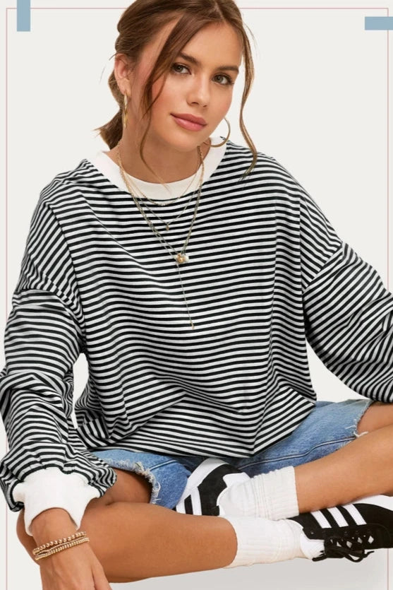 Striped Long Sleeve Pullover Top