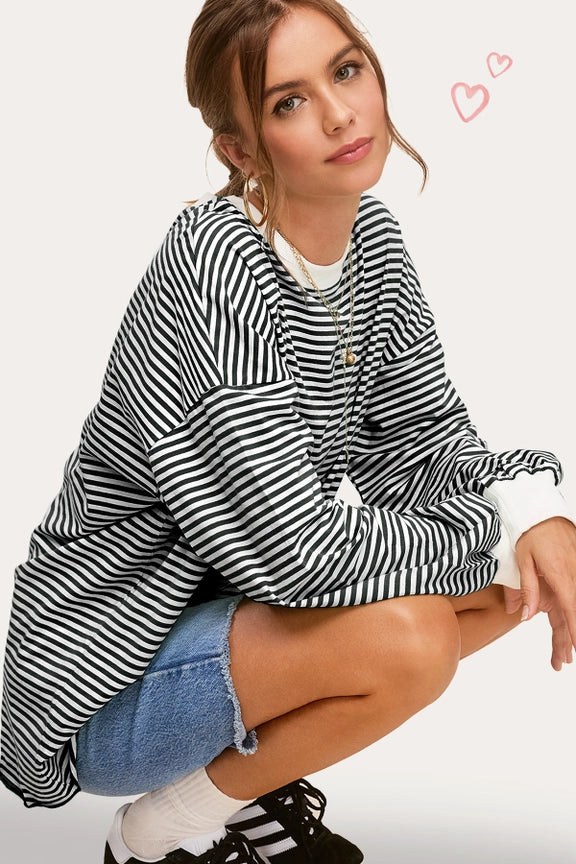 Striped Long Sleeve Pullover Top