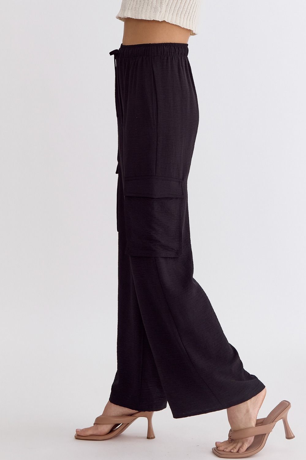 Black wide leg pant - elastic waist