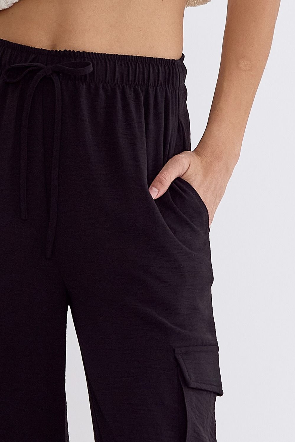 Black wide leg pant - elastic waist