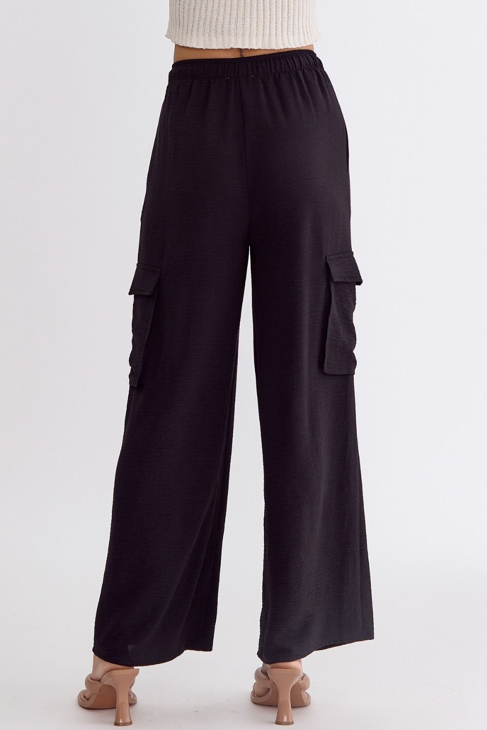 Black wide leg pant - elastic waist