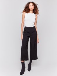 Black wide leg dress pant with size zipper