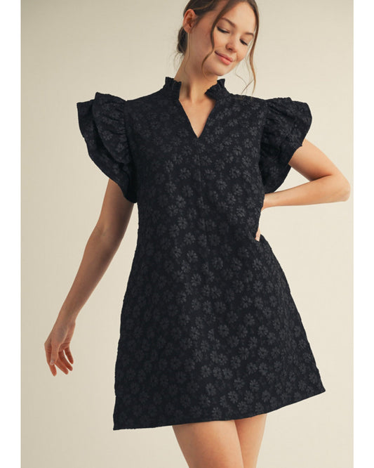 Black Floral Embroidered Dress