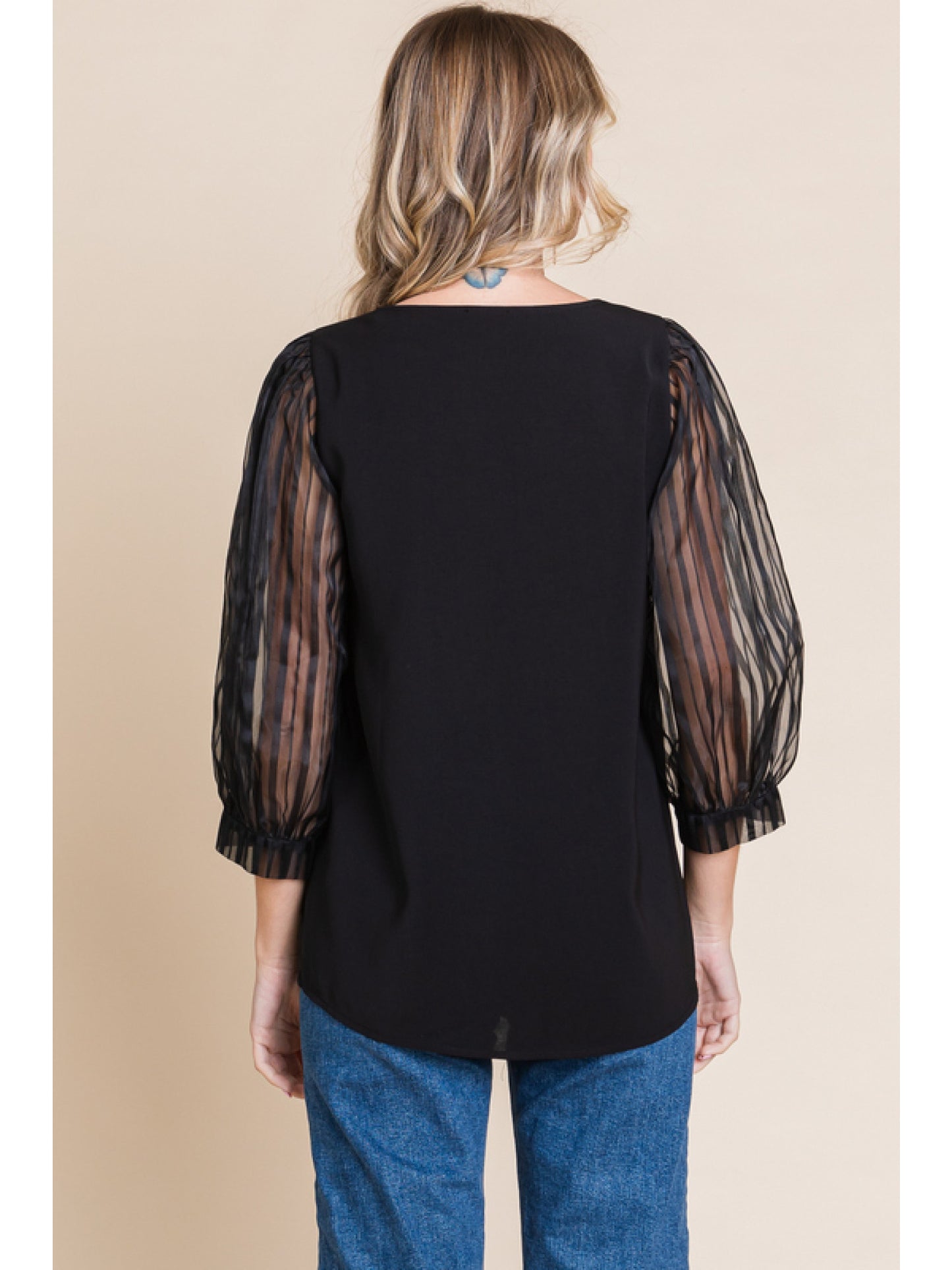 The Brandy Black peasant sleeve top