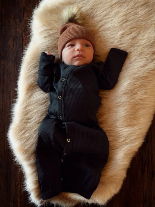 Black Organic Newborn Gown