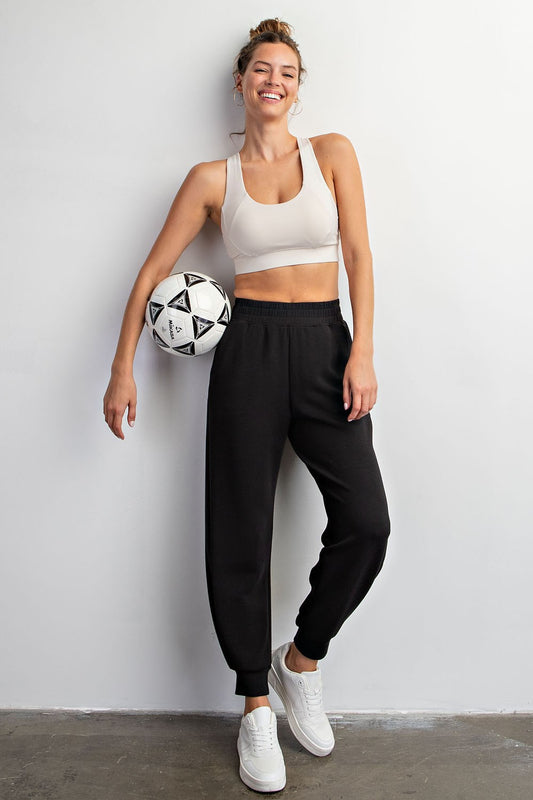 Black Modal Poly Span Full length jogger pants