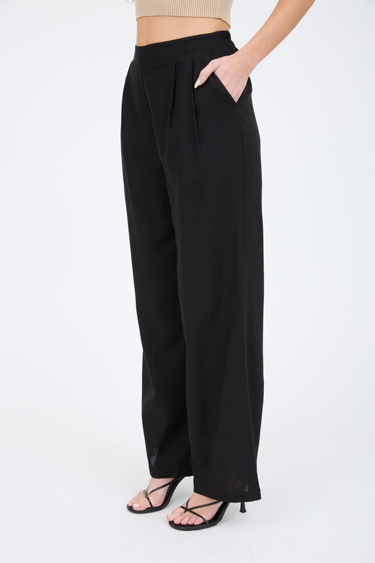 Black linen dress pant