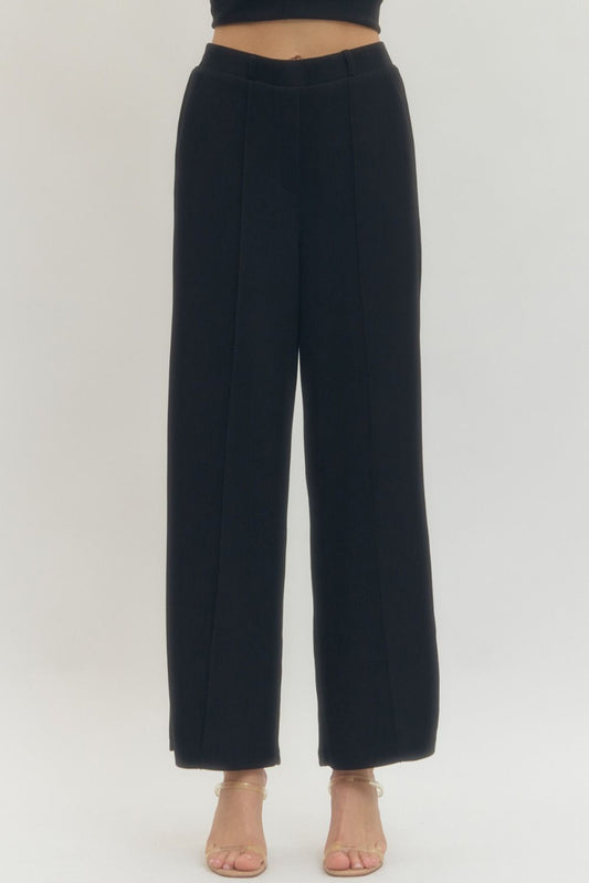 Black Scuba wide leg pants