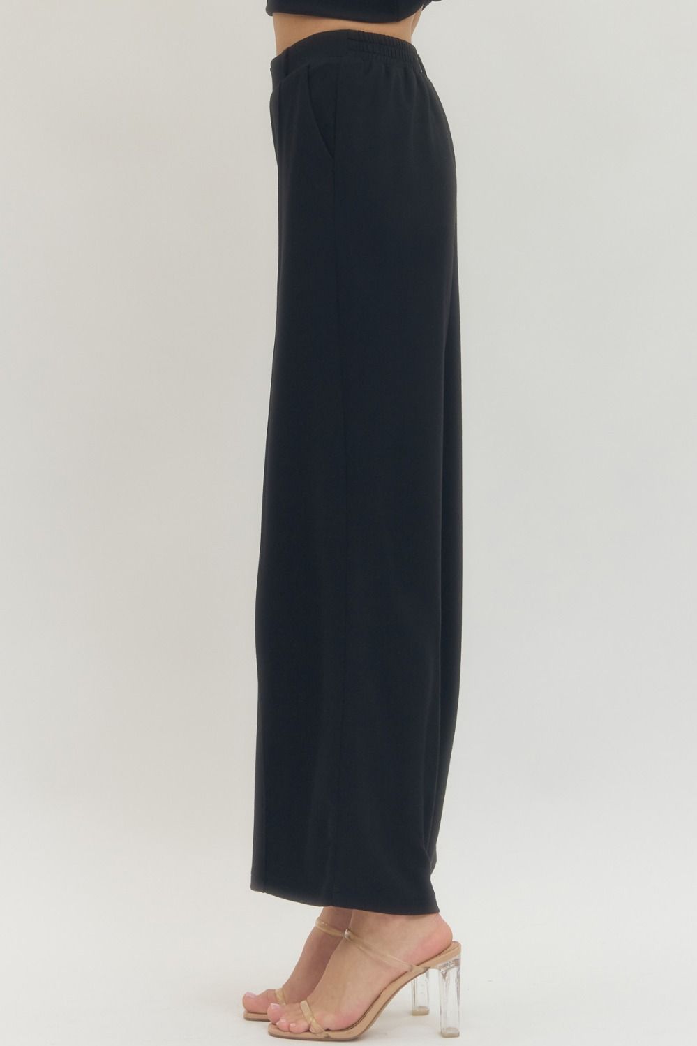 Black Scuba wide leg pants