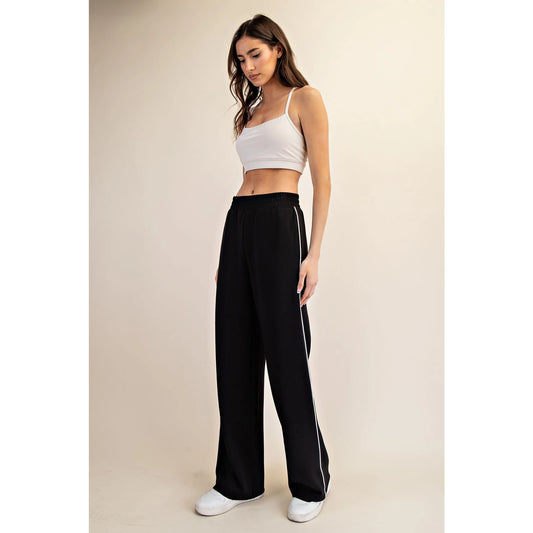 Black Modal Scuba Piping Straight Pant