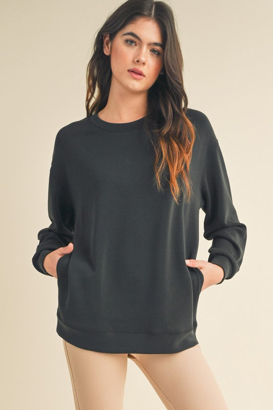 Women's Sofie Soft Modal Oversized Crew Top with Pockets