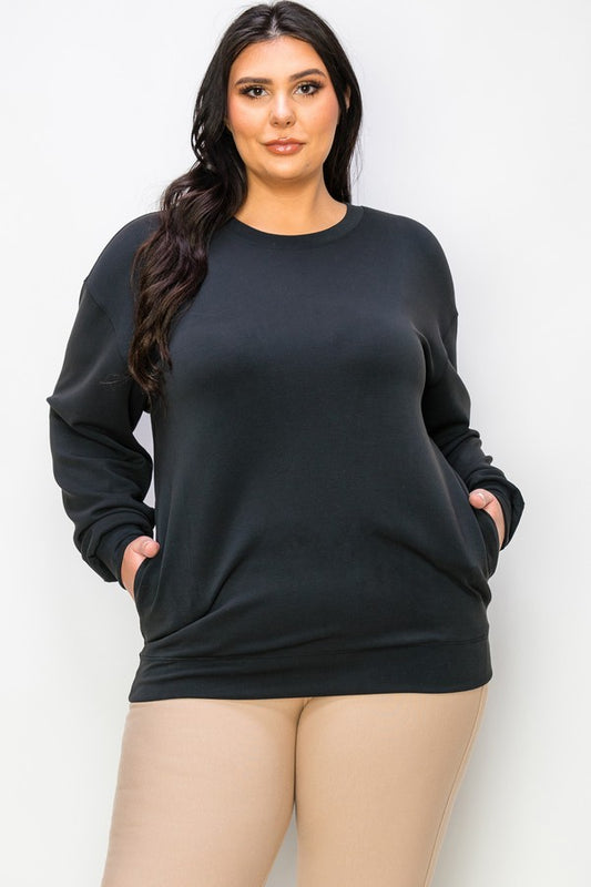 Women's Sofie Soft Modal Oversized Crew Top with Pockets
