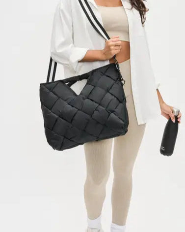 Revelation Woven Nylon Tote Crossbody Black