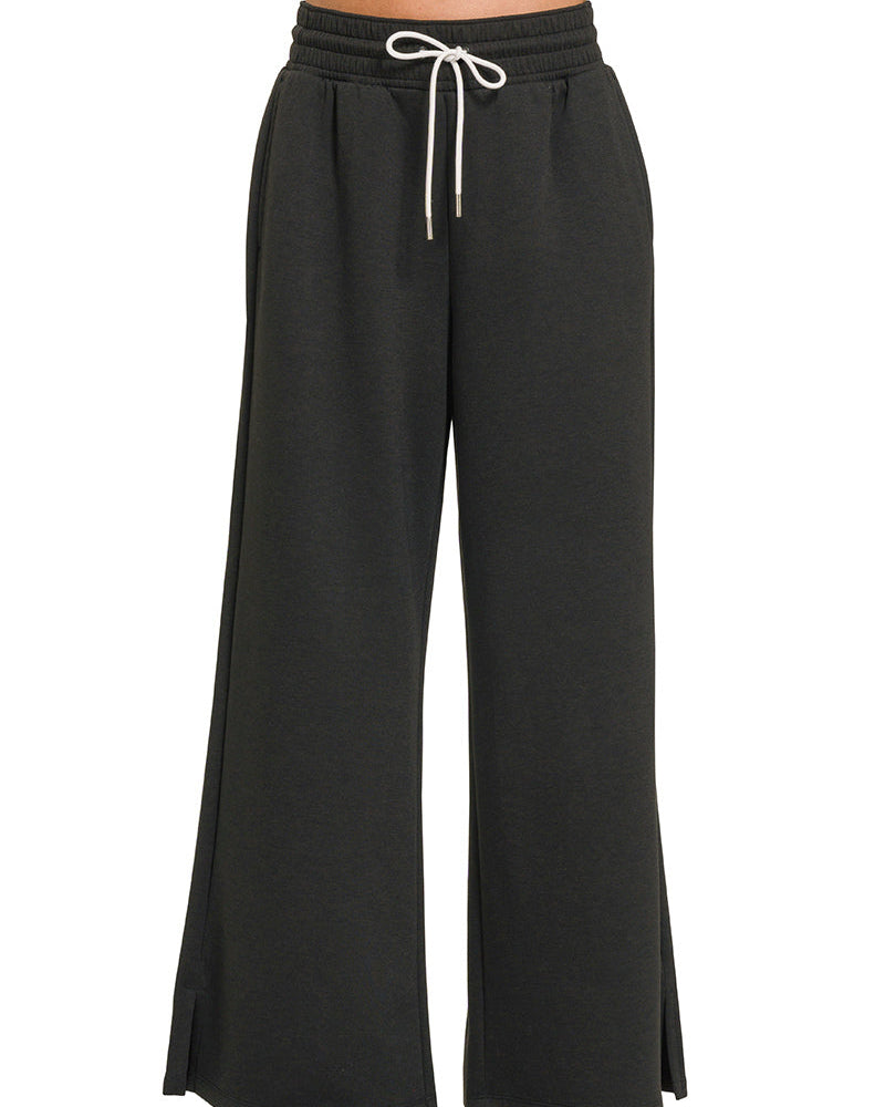 Black Scuba Drawstring Pants