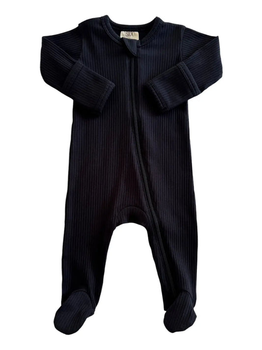 Black organic zip footie sleeper