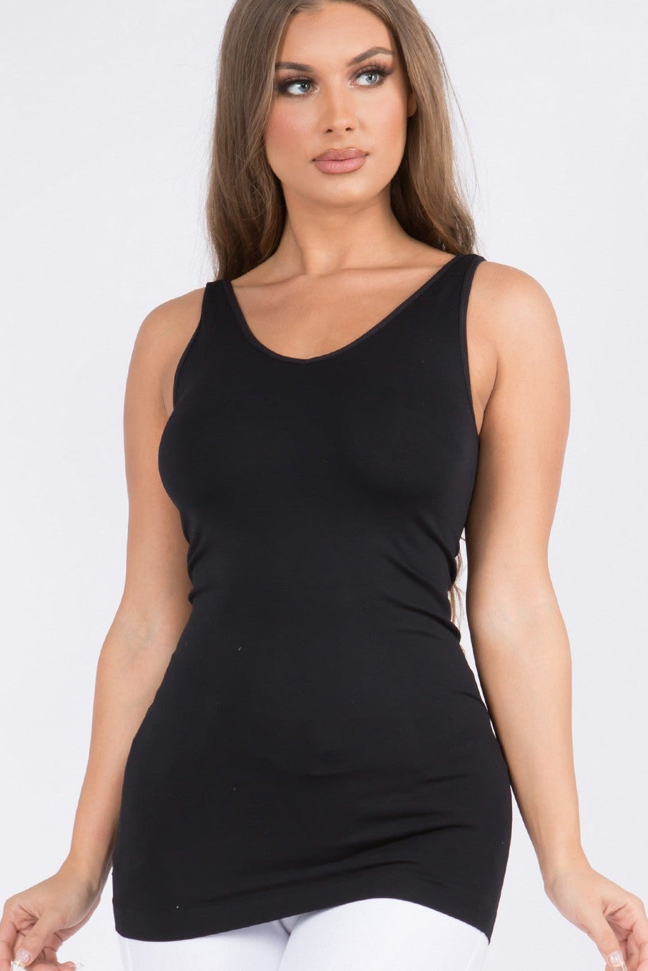 Black Reversible V or U Neckline Seamless Tank
