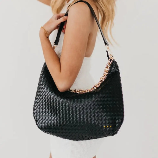 Black Sienna Slouchy Woven Shoulder Bag