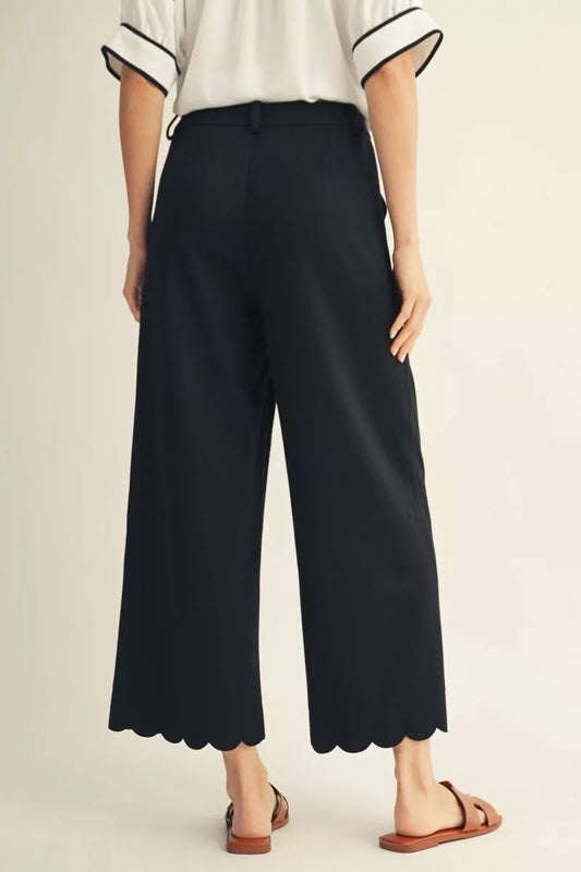 Black Scallop Hem Pants