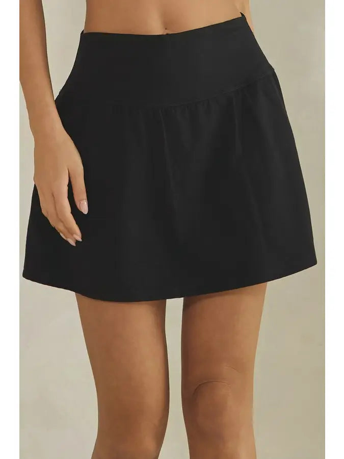 Black Buttery Soft Activewear Skort with Built-in Shorts