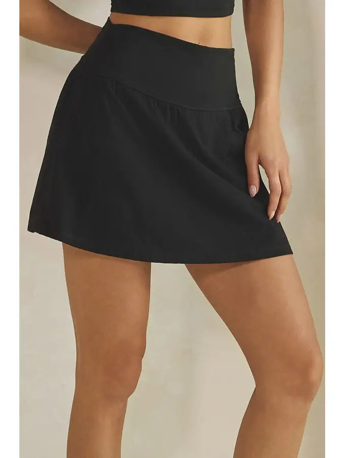 Black Buttery Soft Activewear Skort with Built-in Shorts