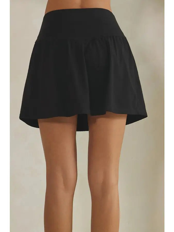 Black Buttery Soft Activewear Skort with Built-in Shorts