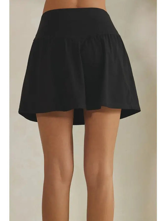 Black Buttery Soft Activewear Skort with Built-in Shorts