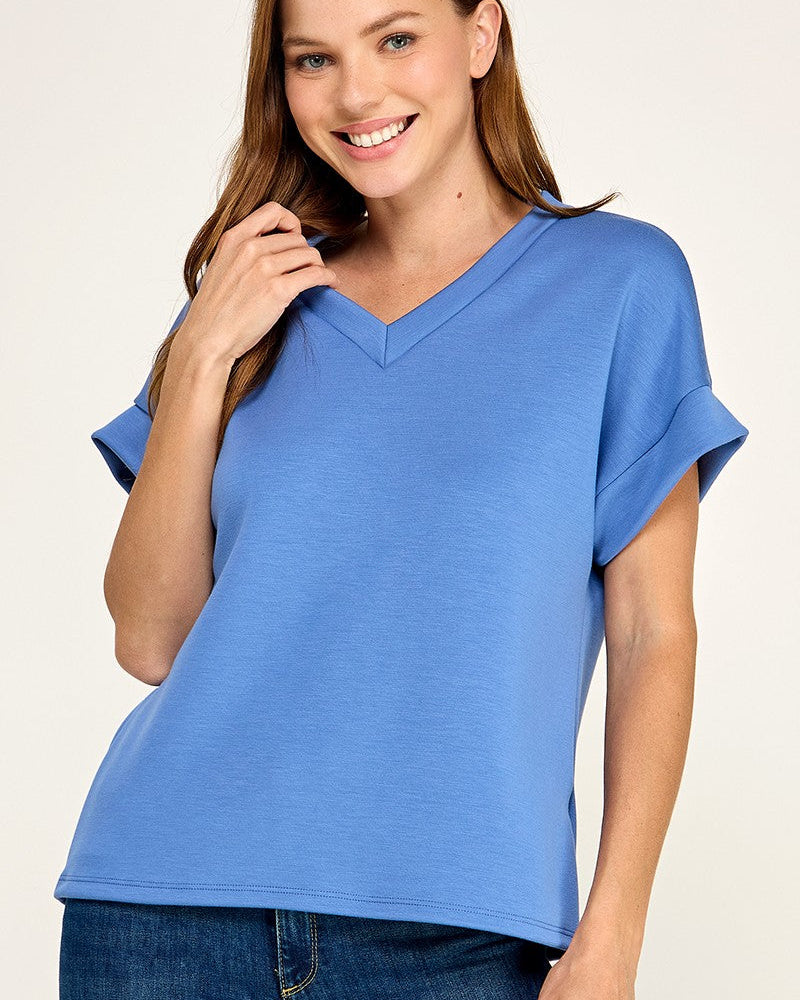 Denim Blue Modal V neck top