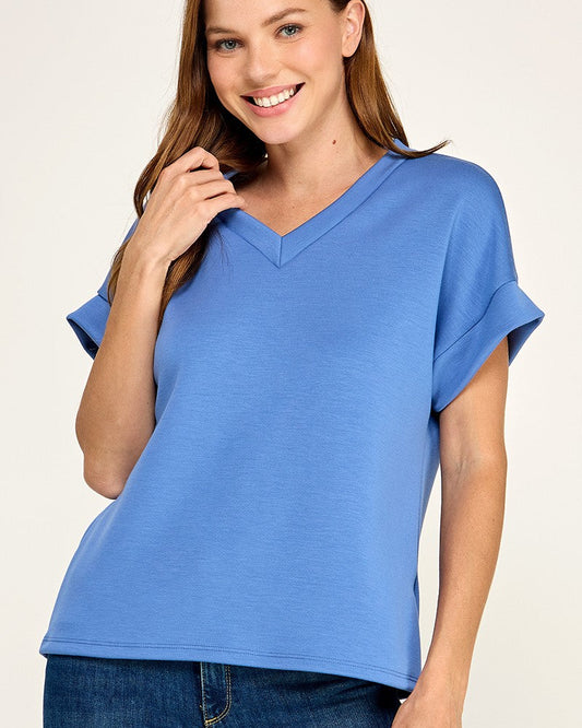 Denim Blue Modal V neck top