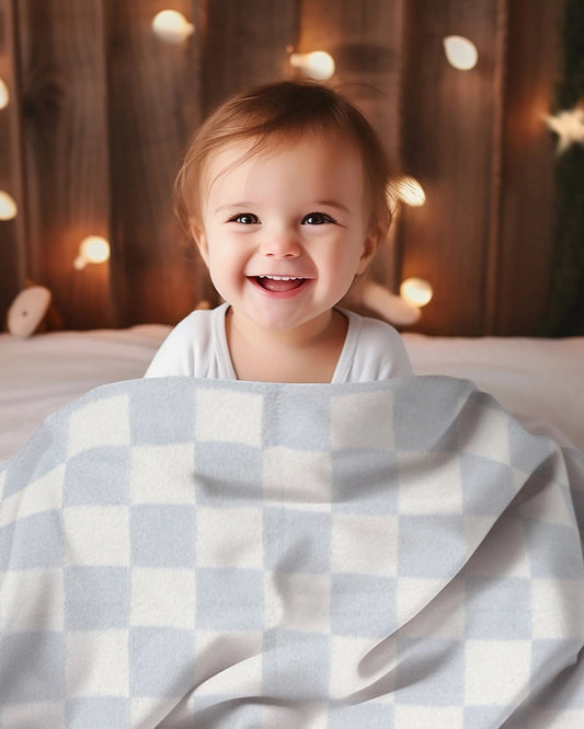 Blue Check Pattern Soft Kids Throw Blanket