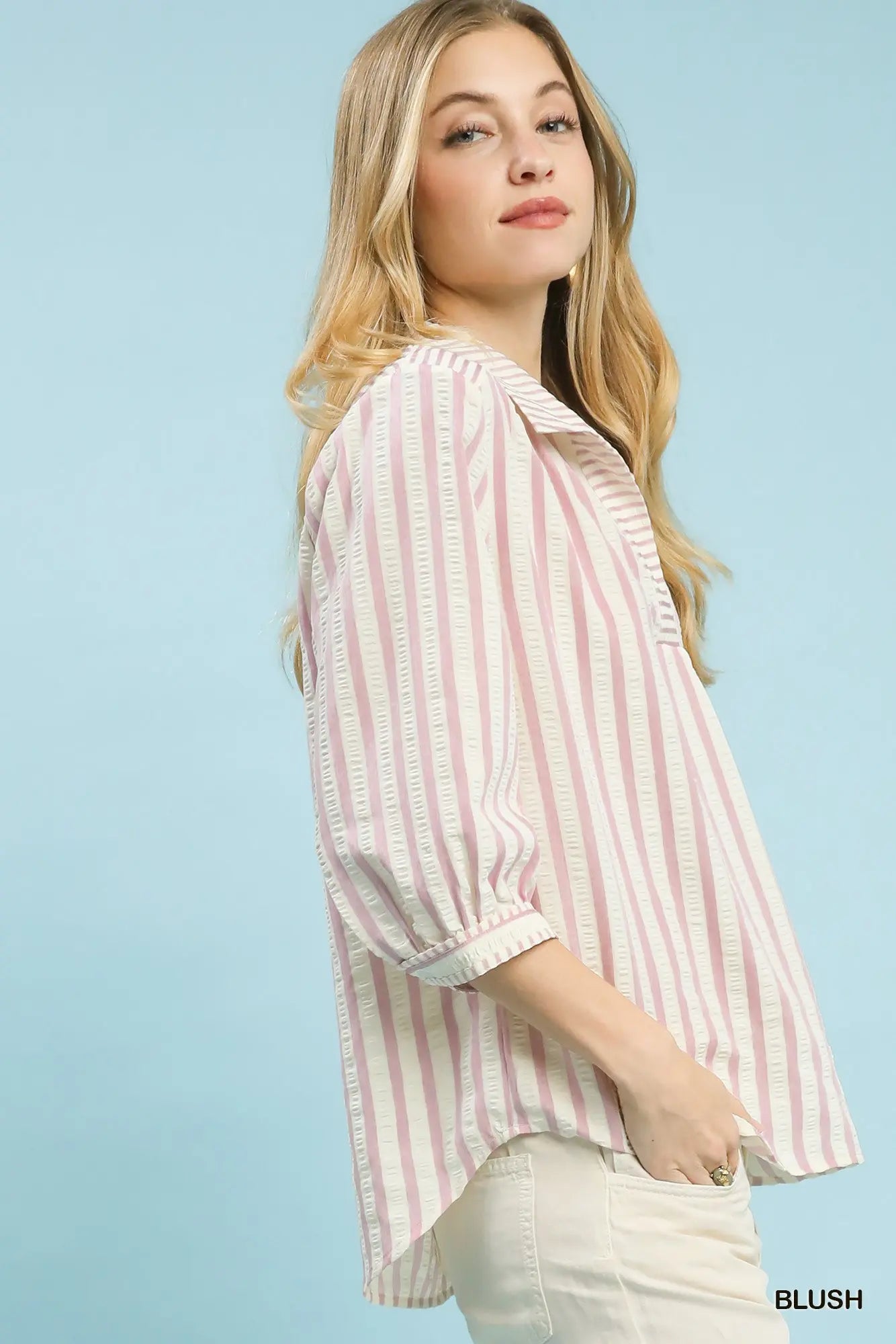 Blush Pink Collared Top