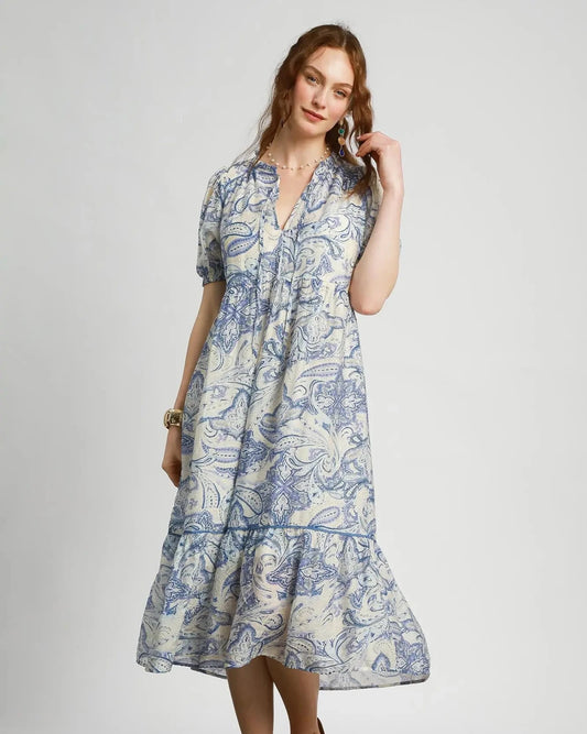The Izzy Tiered Blue floral dress