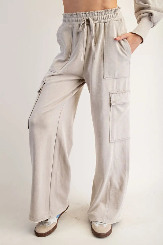 Snow washed cargo sweatpants