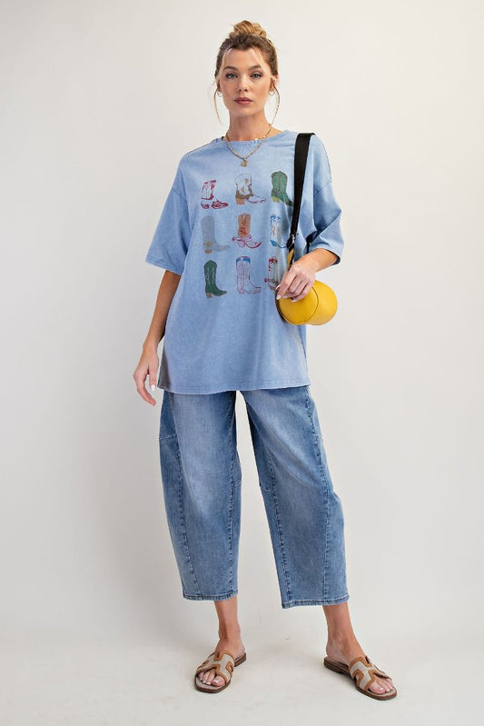 Boots Blue mineral washed knit top