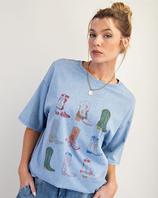 Boots Blue mineral washed knit top