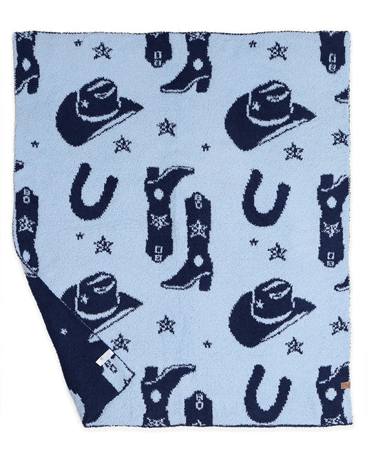Navy Childs Blanket - Boots and Horseshoes - SOFT