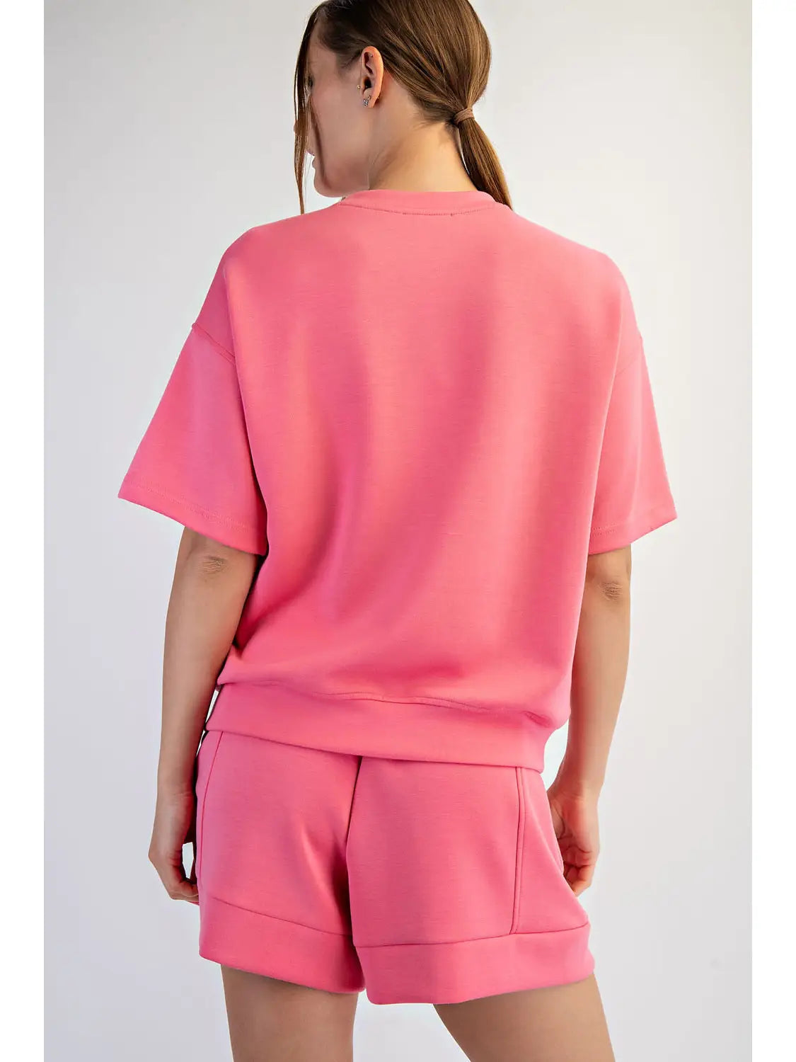 Pink Modal Scuba Basic Short Sleeve Top