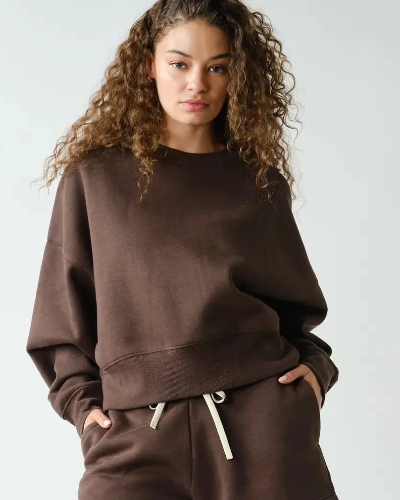 Expresso Cloudwalk Balloon Sleeve Fleece Crewneck