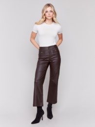 Brown Wax Flare Leg Pant