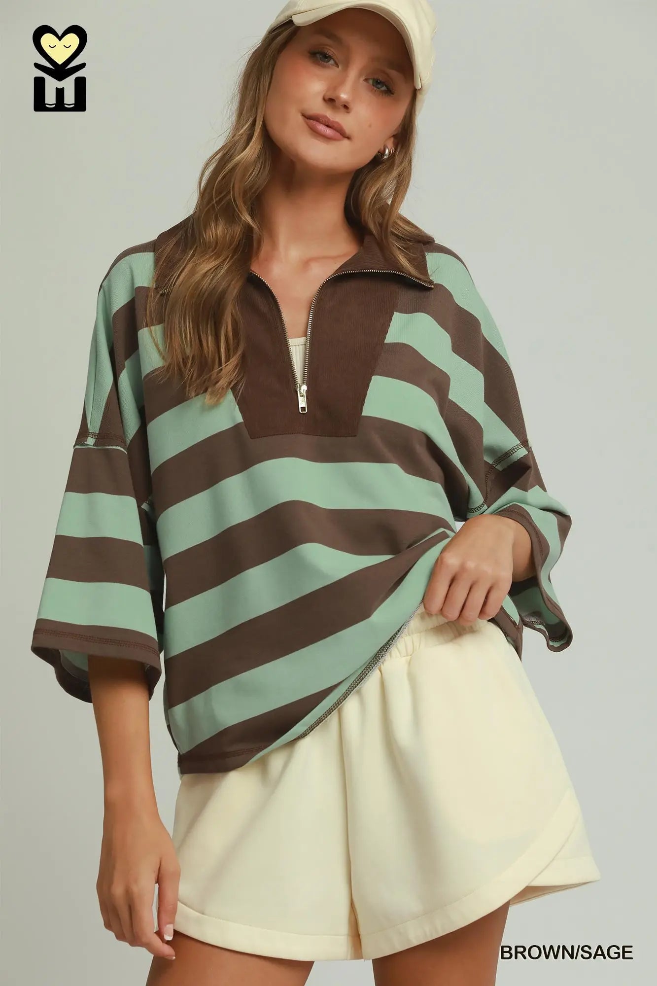 Brown/Sage Quarter Zip
