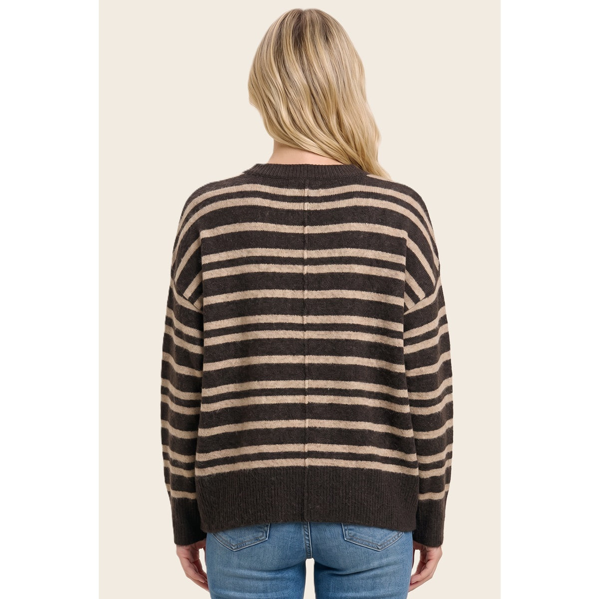 Chocolate Brown Double Striped Oversize Sweater