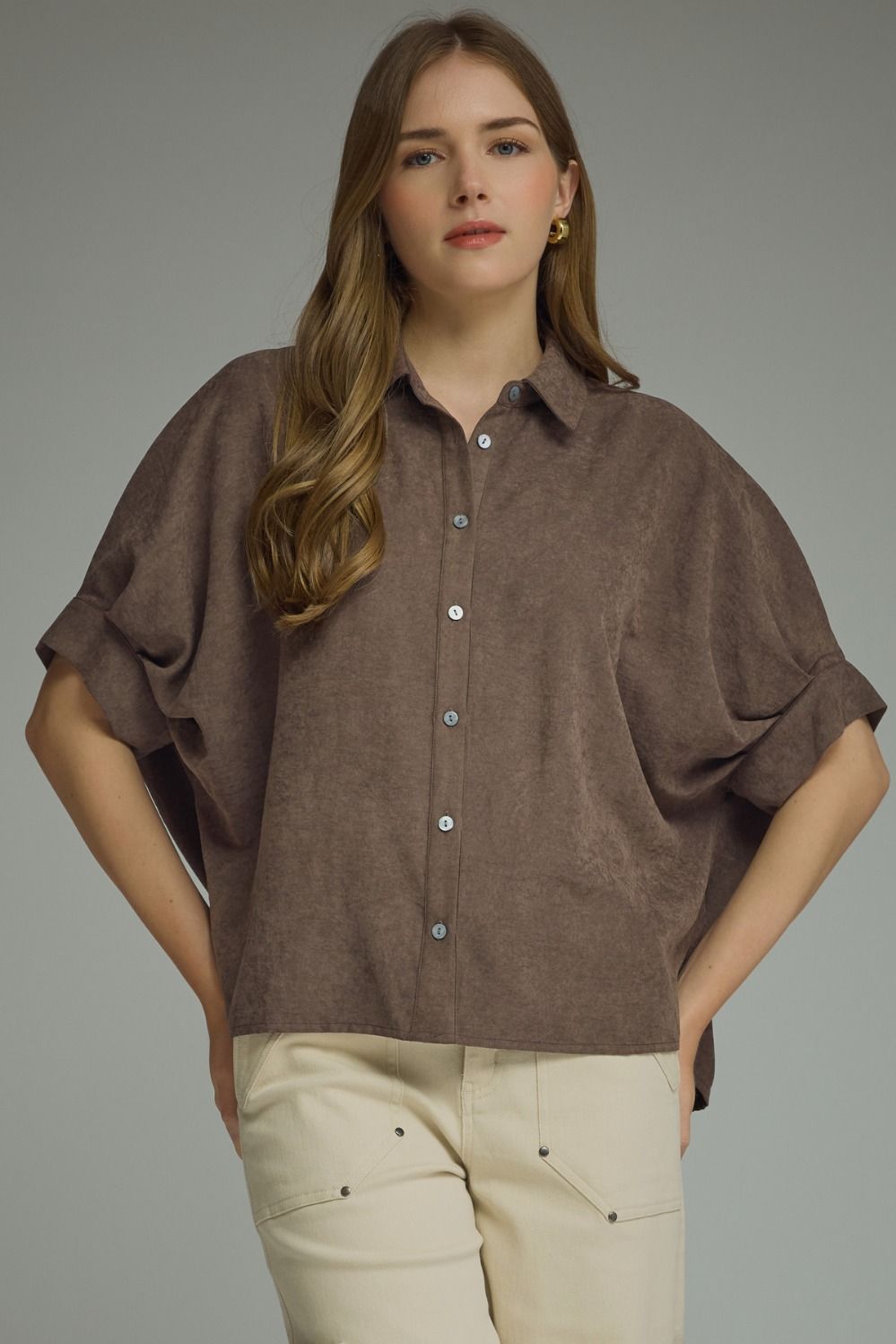 Brown dolman  sleeve top