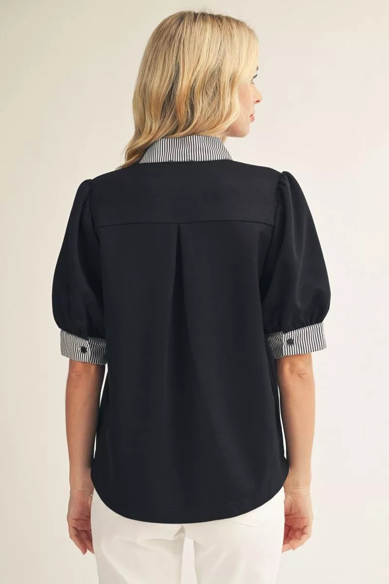 The Lane Black and White contrast top