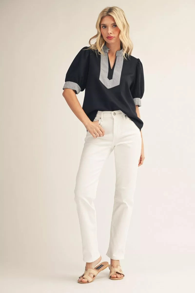 The Lane Black and White contrast top