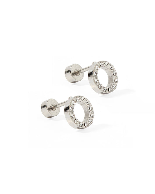 Screwback Stud Earrings - Lainey - Silver