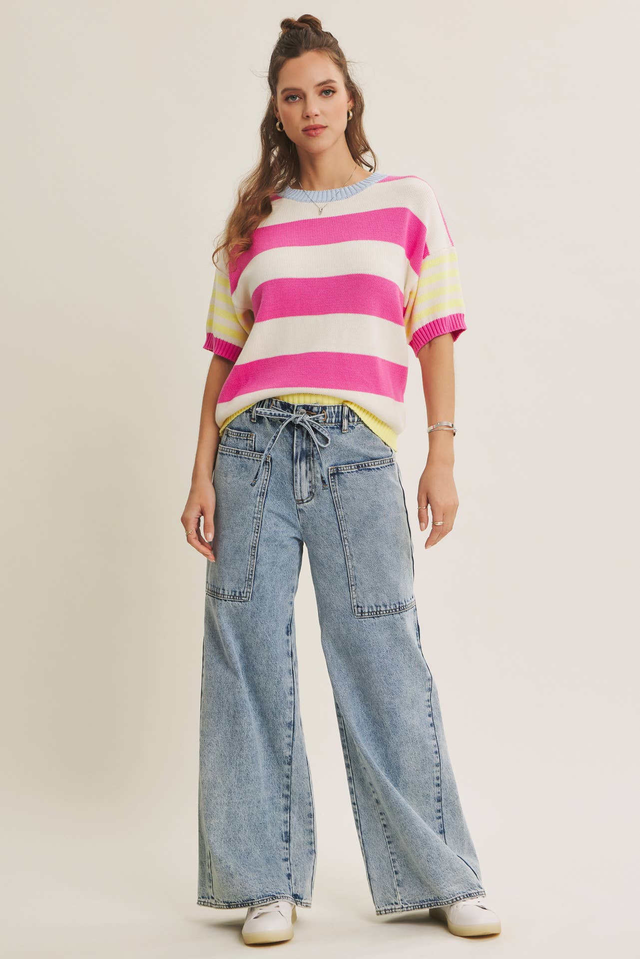 Summer multi stripe sweater top