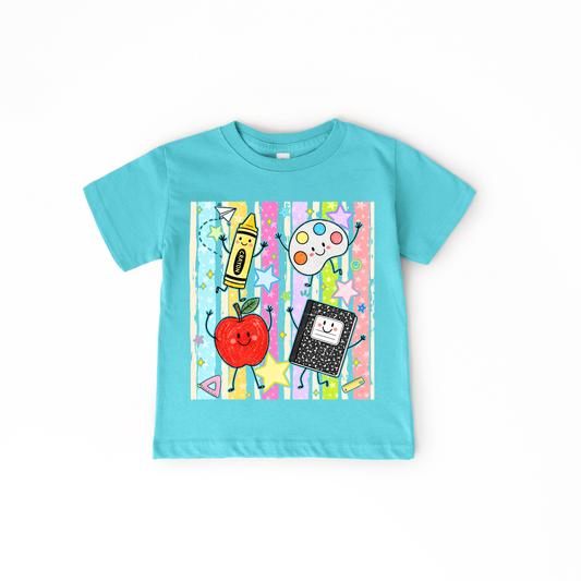 Back to School Doodles Apple Pencil Notebook Kids Shirt