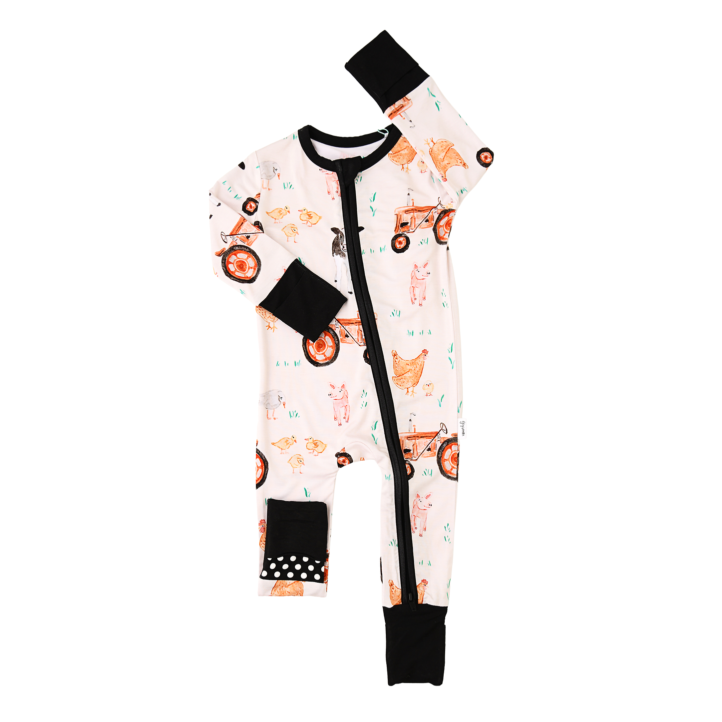 Millie Moo ZIP Bamboo Farm OnePiece 2-Way Zipper Baby Outfit