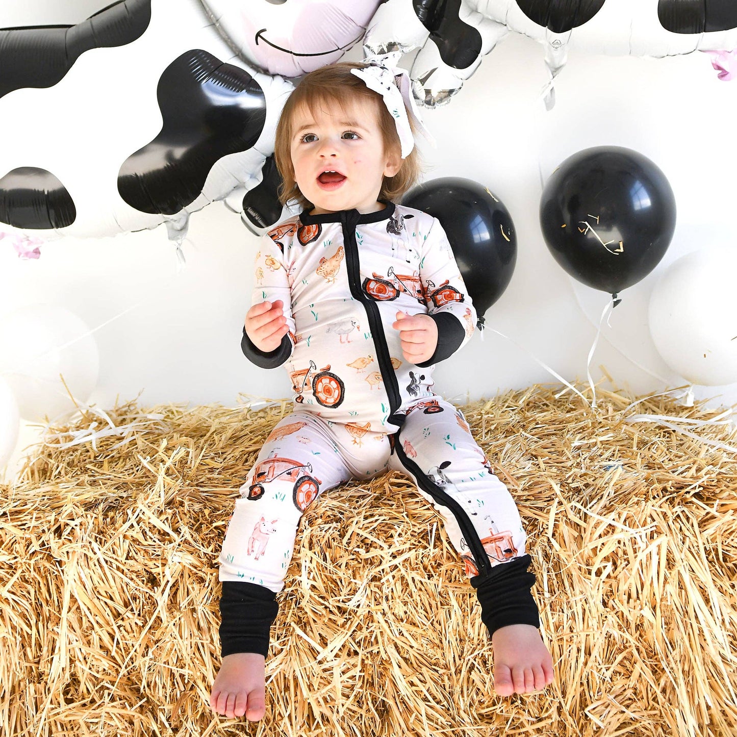 Millie Moo ZIP Bamboo Farm OnePiece 2-Way Zipper Baby Outfit