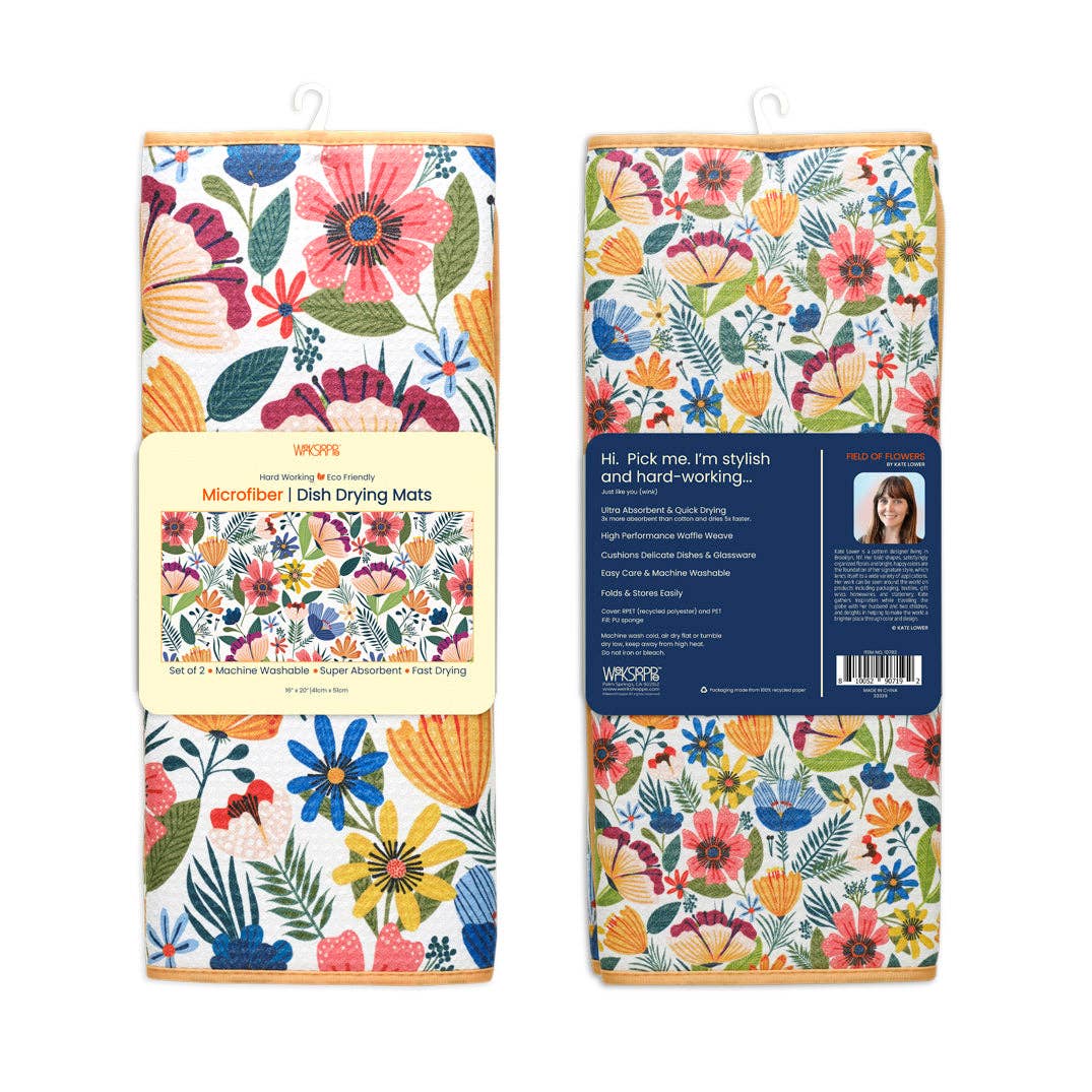 Field Of Flowers Microfiber Dish Drying Mats, Quick Drying