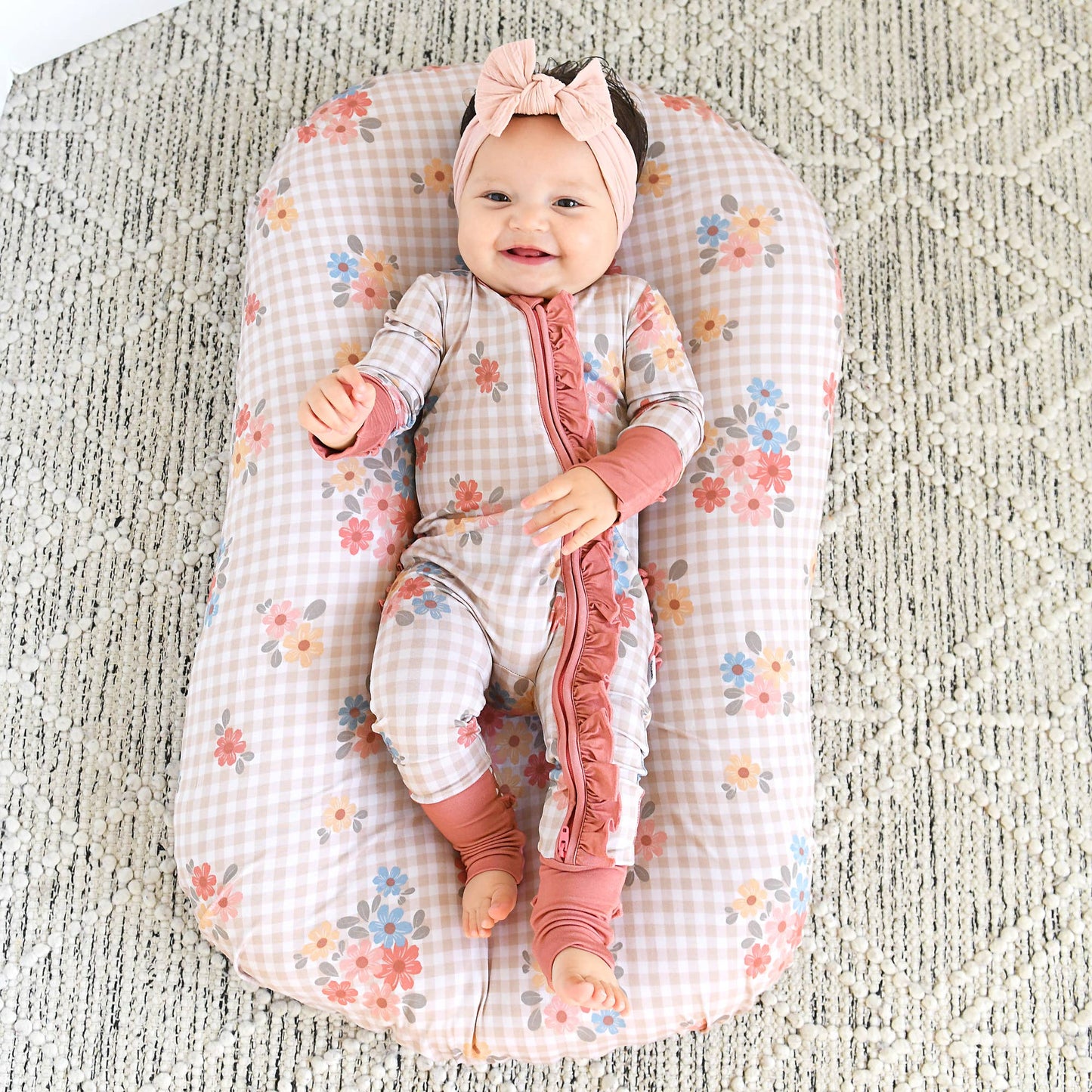 Callie RUFFLE ZIP Bamboo One Piece Floral Baby Outfit